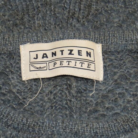 Jantzen Vintage Lacy Knit Sweater Dusty Blue Petite - Picture 2 of 4